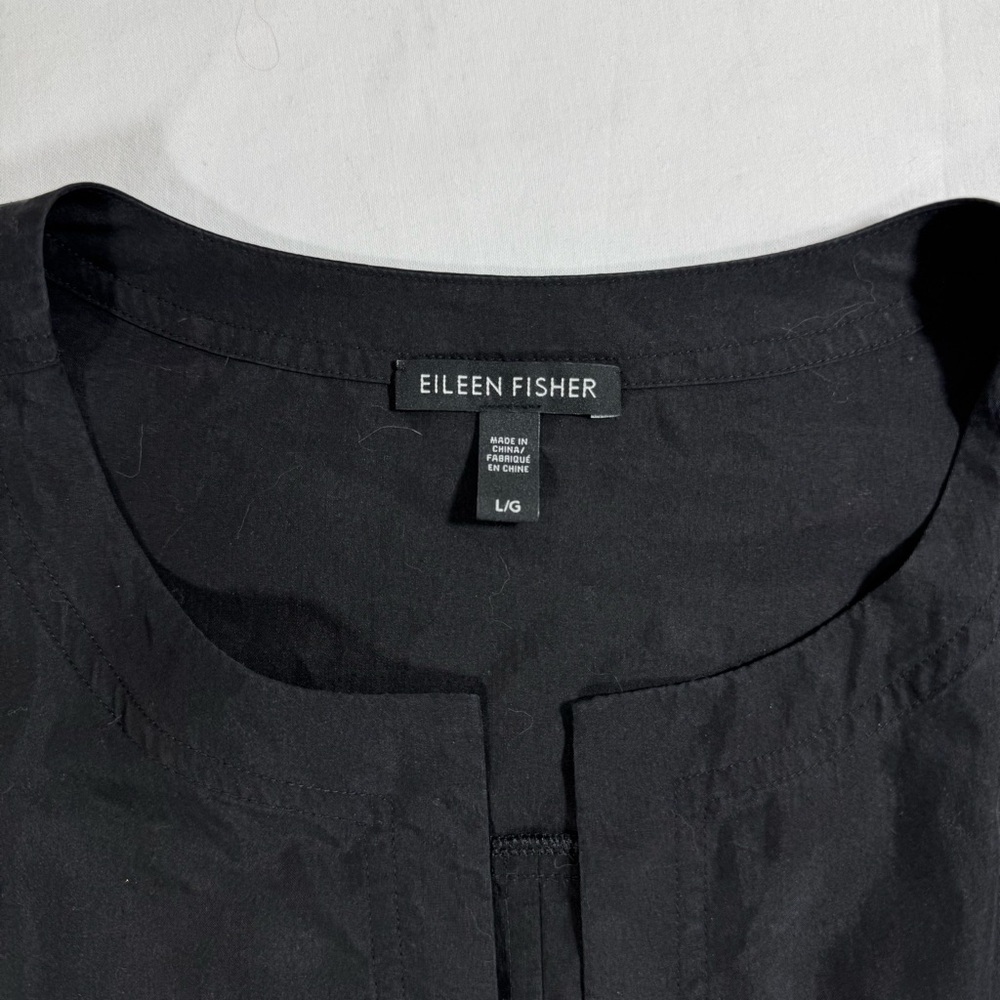 Eileen Fisher Lyocell Cardigan Crop Tencel Black Jacket‎ Size Large - Picture 2 of 7